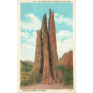 Postcard The Three Graces Garden of the Gods Colorado White Border Posted